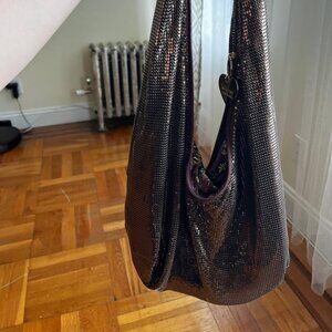 Felix Rey Women's Flashy Gold Metal Mesh Slinky Heart Zipper Purse Shoulder Bag